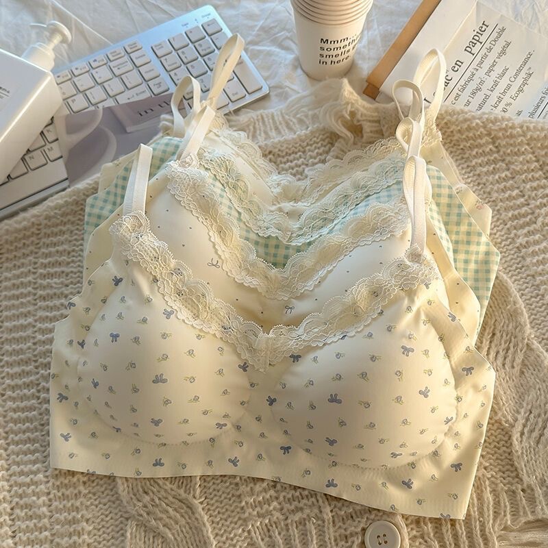 New Style Girl's Sweet Lace Seamless Comfortable Breathable Wireless Bra for Students, Anti-Sagging Underwear New Style Girl's Sweet Lace Seamless Comfortable Breathable Wireless Bra for Students, Anti-Sagging Underwear