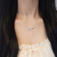 平衡木珍珠项链女抽拉可调节新款轻奢风高级感小众百搭锁骨链夏季