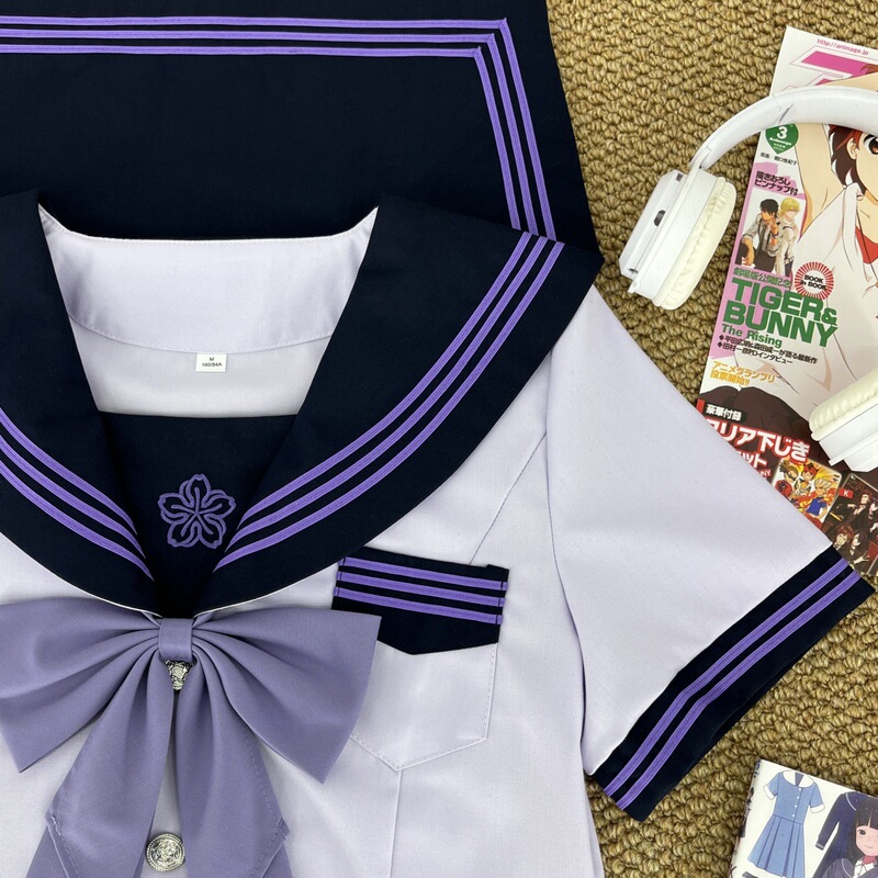 原创正版JK制服鸢语堇刺绣款水手服日系学院风纽扣班服毕业服套装|undefined