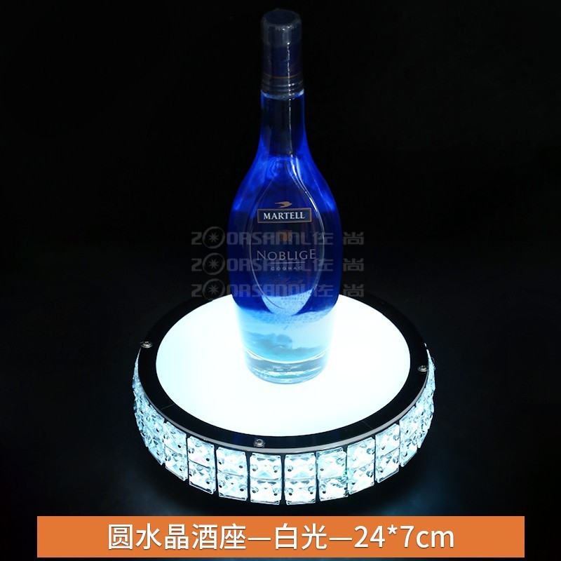 Portavino redondo cristal luz blanca