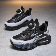 童鞋男童2026春秋透气网面防水皮面休闲运动鞋中大儿童加绒跑步鞋