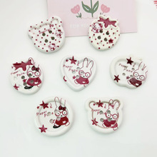 新款卡通印花纽扣配件diy手机壳贴片鞋花发饰草莓爱心苹果扣子