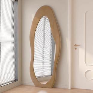 Full-body mirror cream HD floor mirror girls home dressing mirror shaped ins style bedroom fitting mirror wholesale