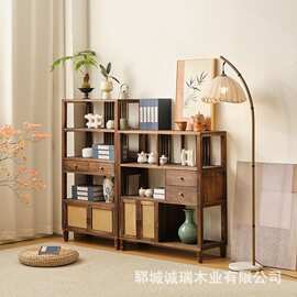 新中式老榆木博古架茶室茶叶置物架收纳餐边柜家居隔断摆件储藏柜