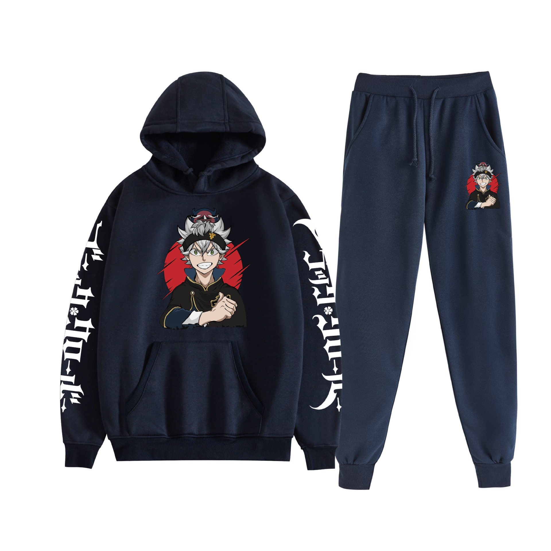 Comercio exterior nuevo estilo riman black trébol de cuatro hojas-Black Clover suéter con capucha corsés traje de dos piezas