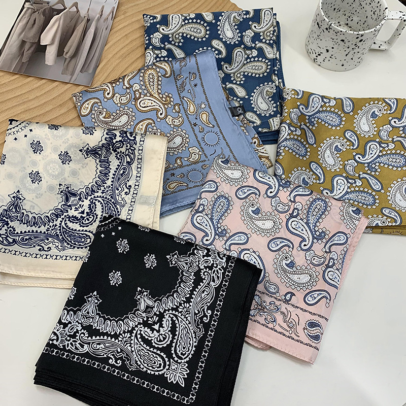 Buñuelo de seda cuadrada de impresión digital coreana para mujeres, buñuelo de cuello, buñuelo de cuello, buñuelo de moda, cinta