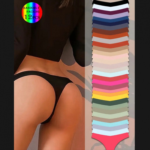 Ice silk seamless underwear women's low-waist sexy European and American thong