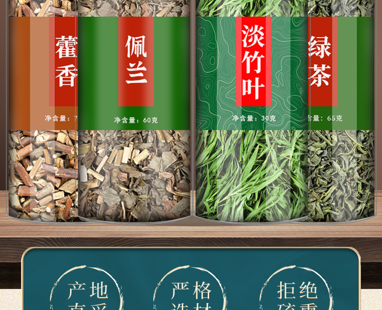 Huoxiang Peilan Zhuye Green Tea Blend 65g Canister Traditional Chinese Herbal Tea for Daily Brewing overview