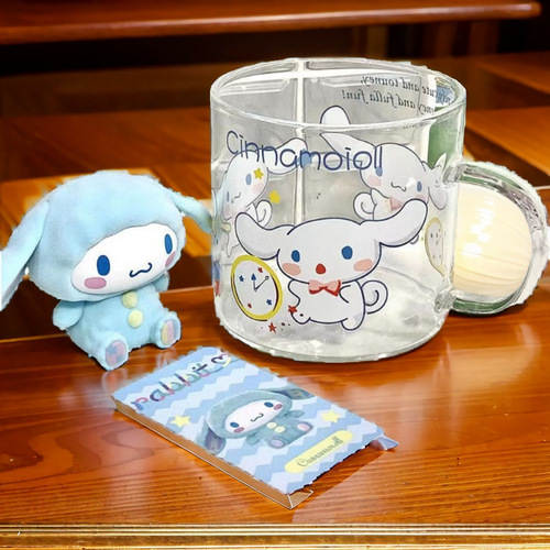 Japanese cute girl heart glass milk cup microwaveable cartoon printed cereal yogurt breakfast cup