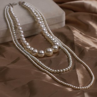 Модное многослойное ожерелье из жемчуга, длинное универсальное украшение, свитер, аксессуары, европейский стиль, легкий роскошный стиль, в корейском стиле, простой и элегантный дизайн