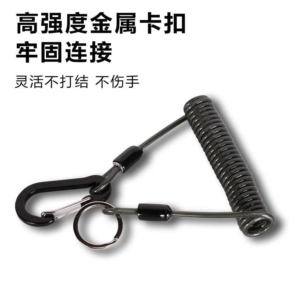 Luya equipo de pesca dispositivo de control de peces cuerda perdida de alambre de acero cuerda de resorte retráctil automática barco de pesca accesorios de pesca hebilla colgante cuerda anti-perdida