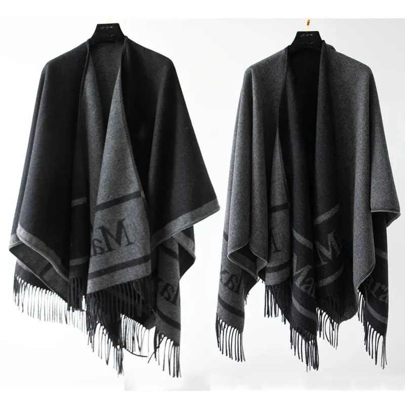 M-Style Shawl Versatile British Style Wool Cape Double-Sided Fashionable New Versatile Warm