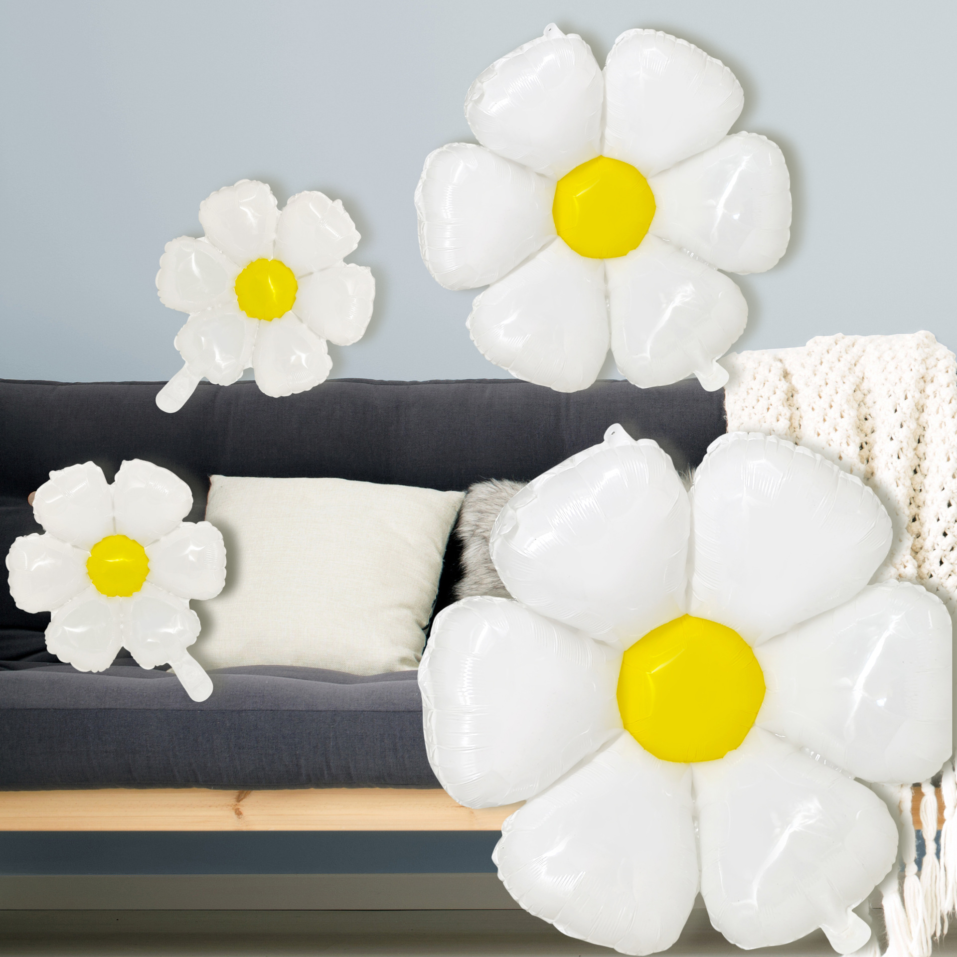 El nuevo globo de película de aluminio con forma de margarita pequeña ins globo de crisantemo bebé fiesta de cumpleaños infantil globo de margarita blanca