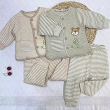 5517嬰幼兒彩棉夾棉中厚前開桃領兩用襠套裝
