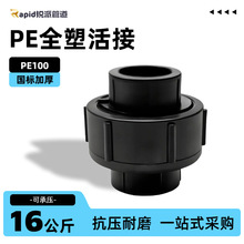 现货pe全塑活接热熔承插HDPE给水管配件直通接头202532pe快速接头