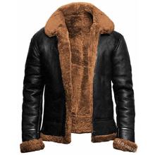 Imitation fur coat北欧冬季仿皮草夹克男中长款拉链毛领PU皮大衣