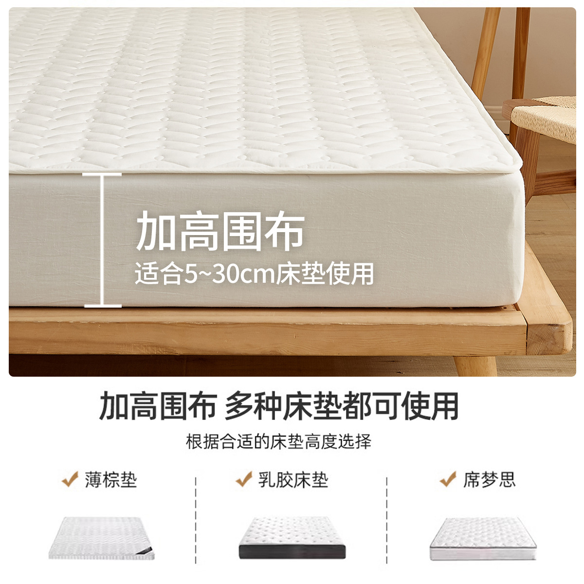 2025 nuevo estilo 100 funda de sábana de algodón de una sola pieza funda de cama acolchada de algodón puro funda protectora de colchón Simmons