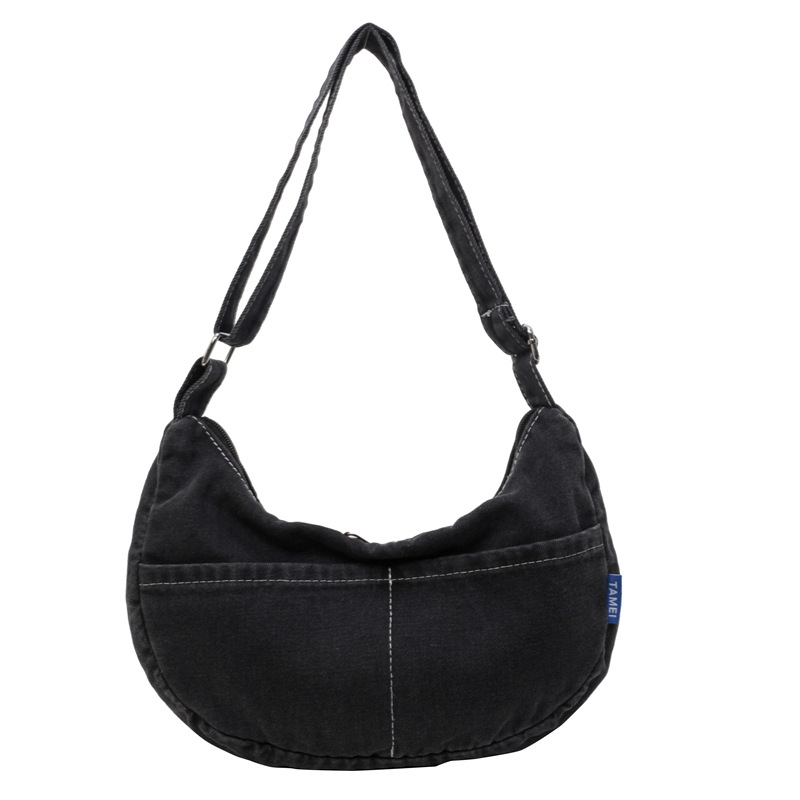 Bolsa de hombro de color sólido bolsas de bolsas de hombro retro vaqueros bolsas de lona de viaje femeninas simples bolsas de clase de estudiantes