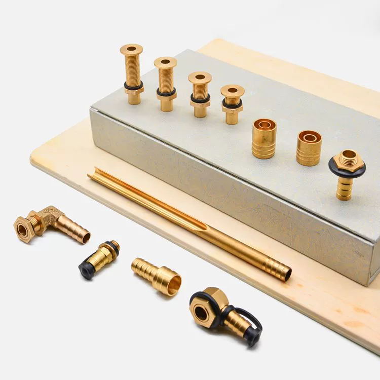 Бамбуковый поднос для чая, пластиковый корпус, медная труба, соединительные аксессуары, поддон для хранения воды из нержавеющей стали, дренажная труба, выпускной носик Lingyue