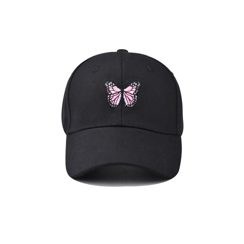 Cruz-frontera nueva tarjeta de hilo de algodón mariposa gorra de béisbol bordada versátil al aire libre de dibujos animados personalizado casquillo enarbolado