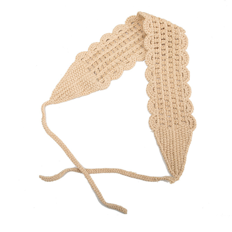 Francia cereza toallas triangulares mujeres primavera y otoño viajes padres-hijos gancho de punto flores hueco pañuelo de arte correa de pelo gorro