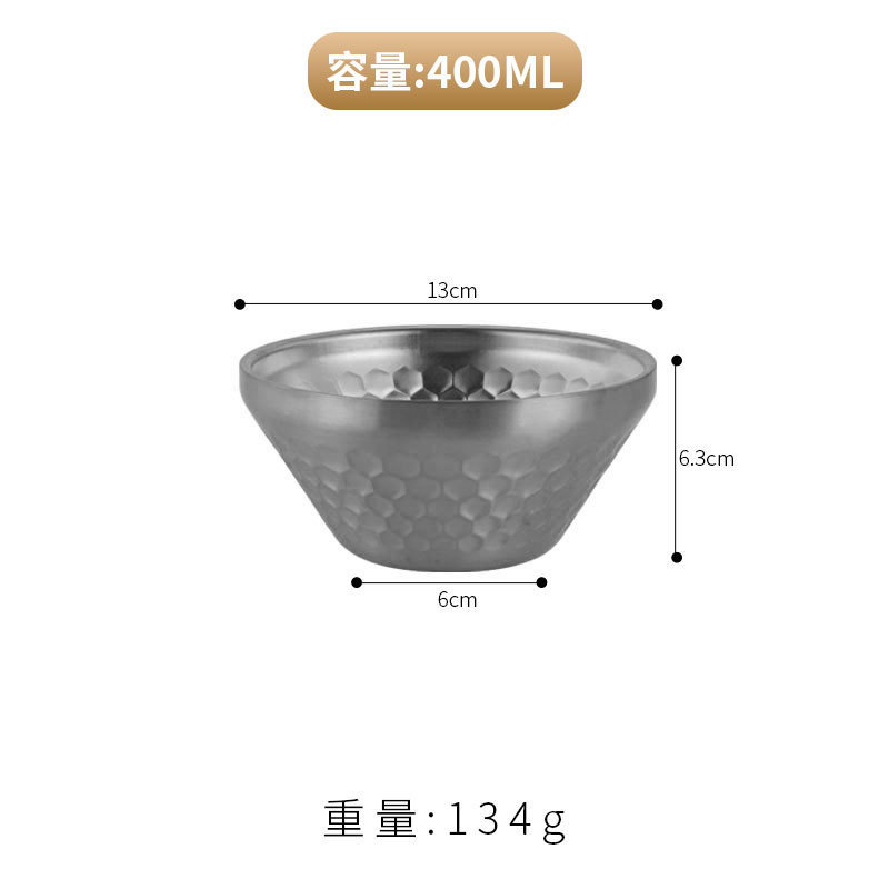 韓国 304 ステンレス鋼の笠ボウル二層槌目サラダボウル V 字型ライスボウルデザート鍋レストランかき氷ボウル|undefined
