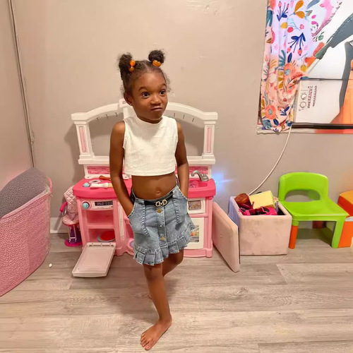 Amazon Cross-border Children's Wear Set for Girls: Solid Color Tank Top, Sleeveless Blouse, Denim Pouch Pants, Pleated Short Skirt, Belt