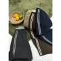 松紧腰条纹撞色宽松长裤