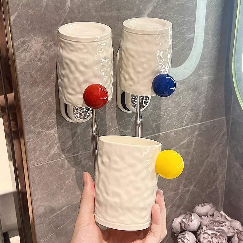 cepillo de dientes eléctrico de baño pasta de dientes estante inodoro sin agujeros colgando pared enjuague bucal cepillo de dientes taza colgando percha de alto valor facial