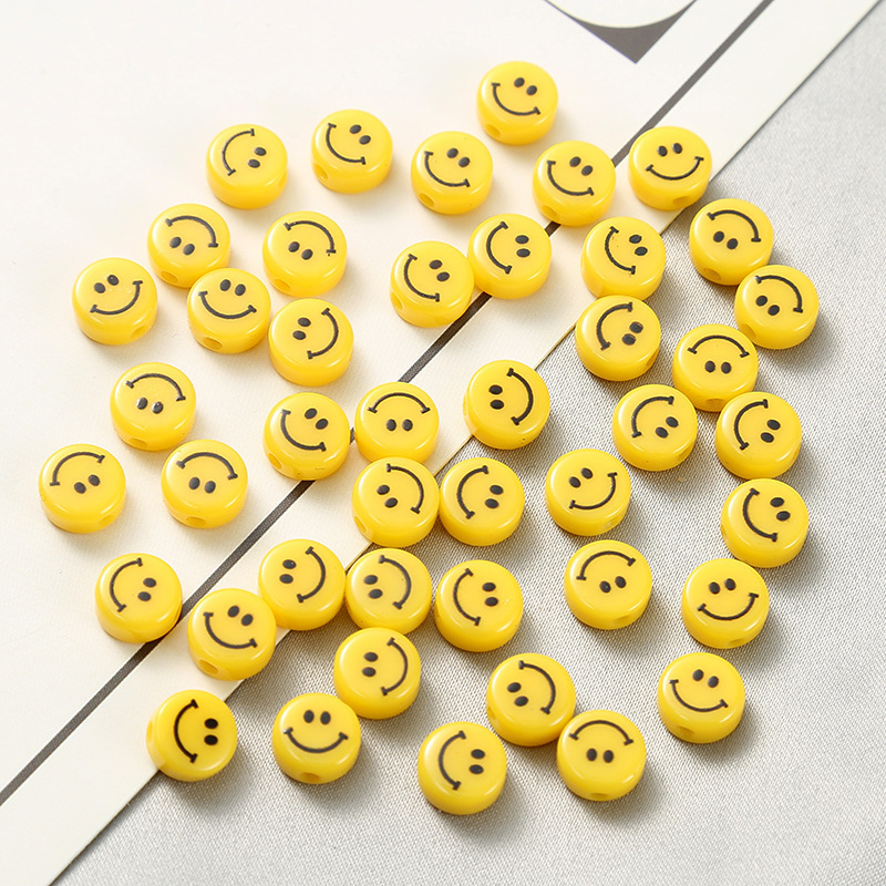 DIY Handmade Materials Manufacturer Directly Supplies Acrylic Resin Yellow Smiley Beads Jewelry Accessories Bracelet with Beads