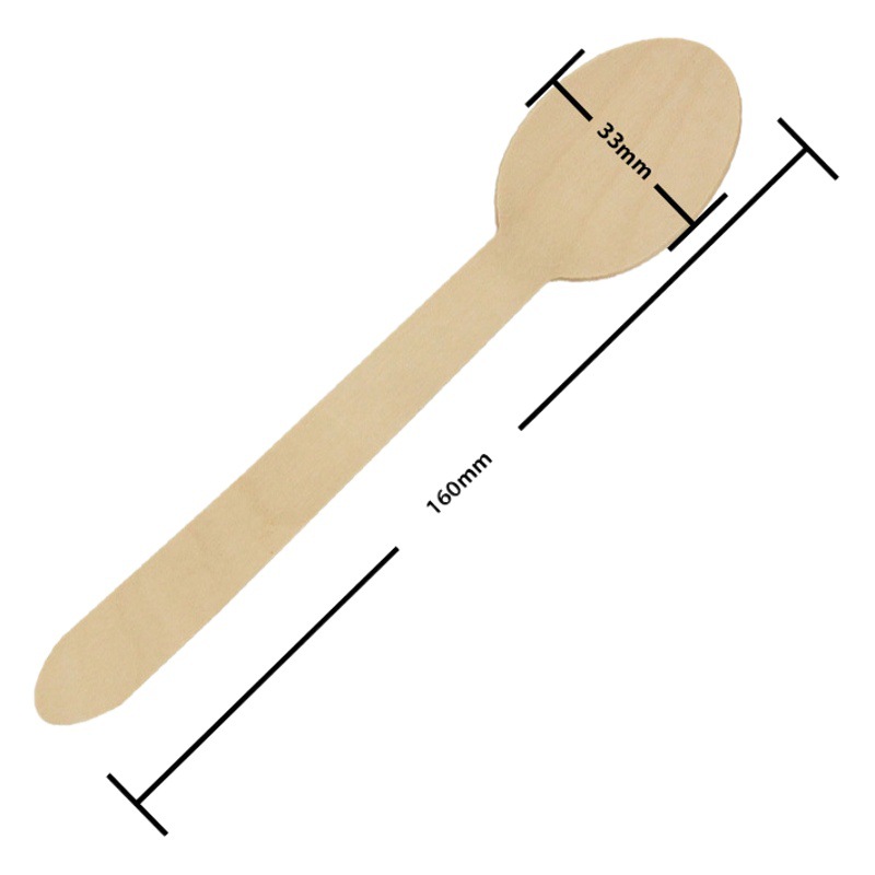 Cuchara de abedul desechable de 160mm al por mayor embalaje independiente paquete único cuchara para llevar degradable 400 piezas