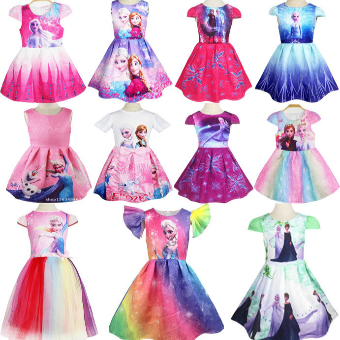 Directly from the Manufacturer, Digital Printed Girls' Flutter-Sleeve Frozen Princess Dress, Elsa Sisters Cross-Border In-Stock Puff Sleeves Directly from the Manufacturer, Digital Printed Girls' Flutter-Sleeve Frozen Princess Dress, Elsa Sisters Cross-Border In-Stock Puff Sleeves