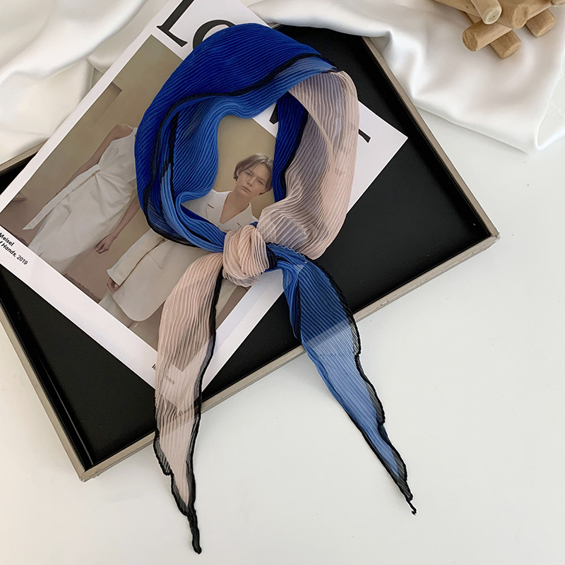 Pañuelo de seda de alta calidad nuevo estilo bufanda arrugada a juego de colores bufanda en forma de diamante bufanda de tul decorativa multifuncional de moda cinturón