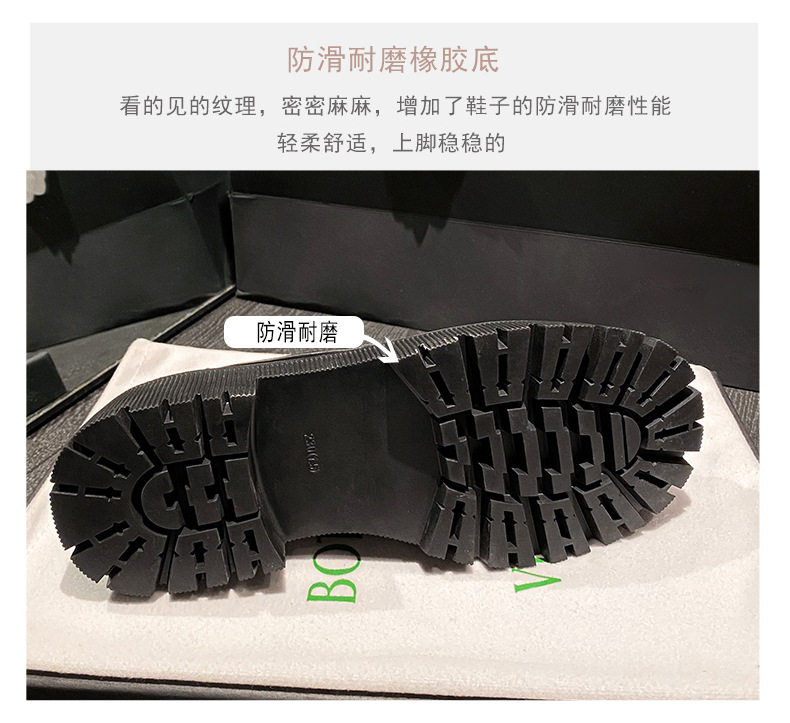 Giày lười nữ mũi tròn đế cao gót vừa 3–5 cm, da lìa logo tam giác — Màu đen chi tiết 11