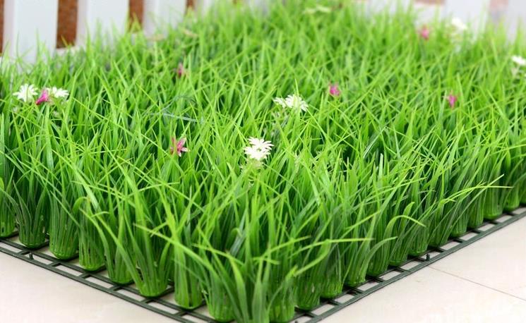 Direct selling indoor artificial grass with flowers, plastic grass, simulated green plant wall, high-density balcony door canopy decoration, artificial turf