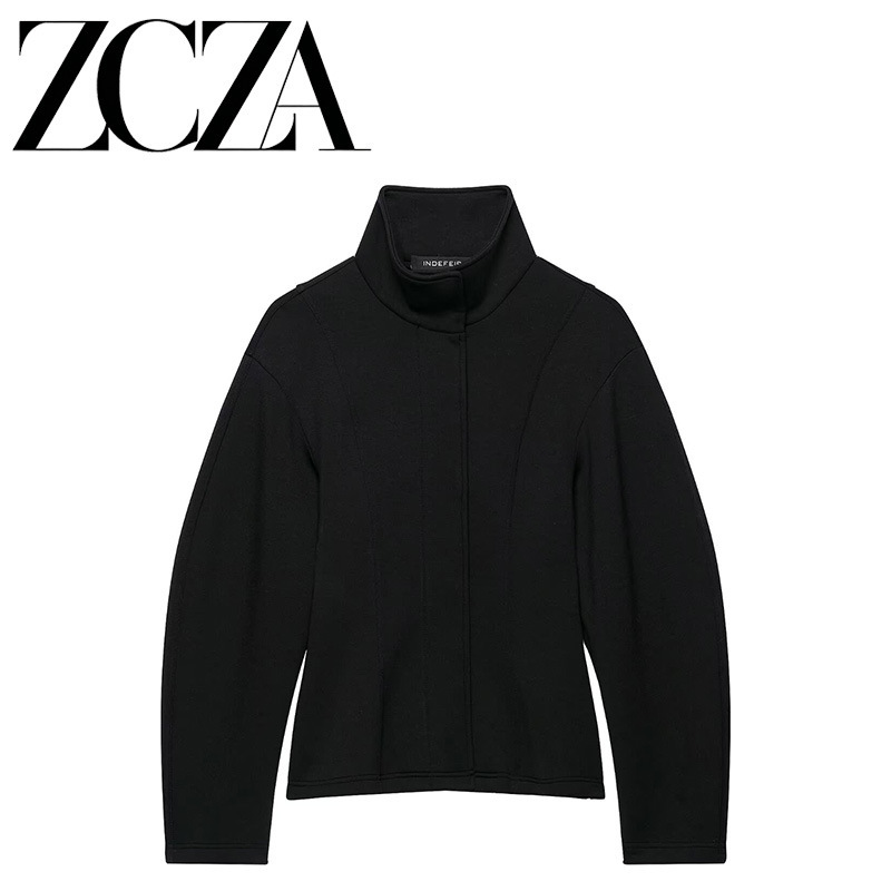 ZCZA self-designed European and American style new women's fashion versatile simple design stand-up collar jacket 5063808