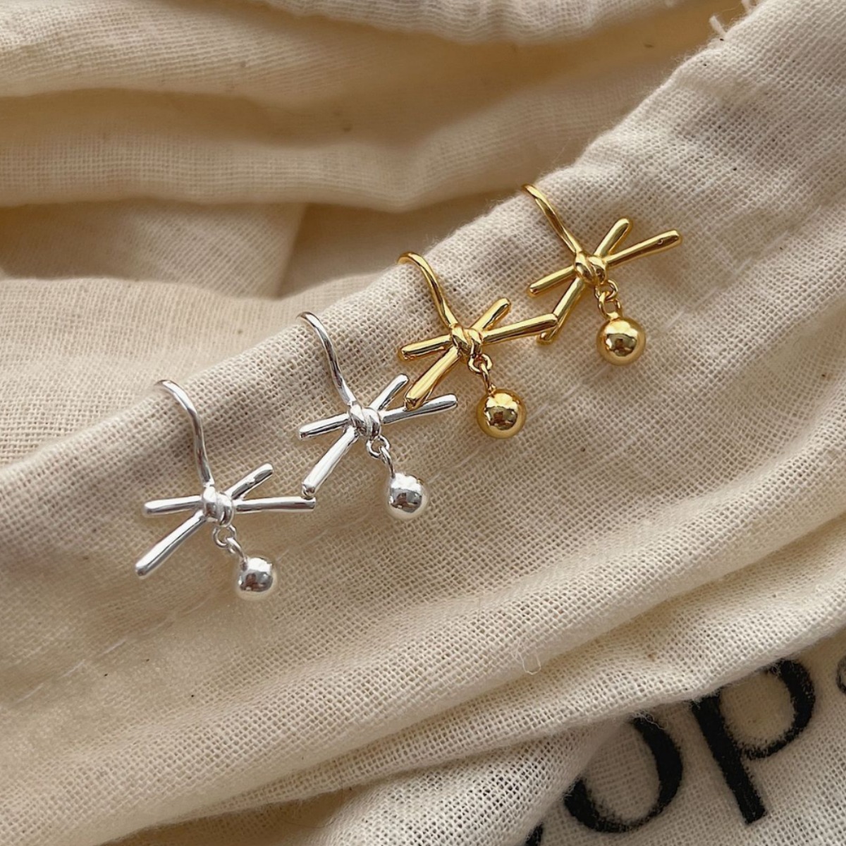 按周末新品日韩流行韩国 ins风精致个性925纯银好运结耳钩耳钉女