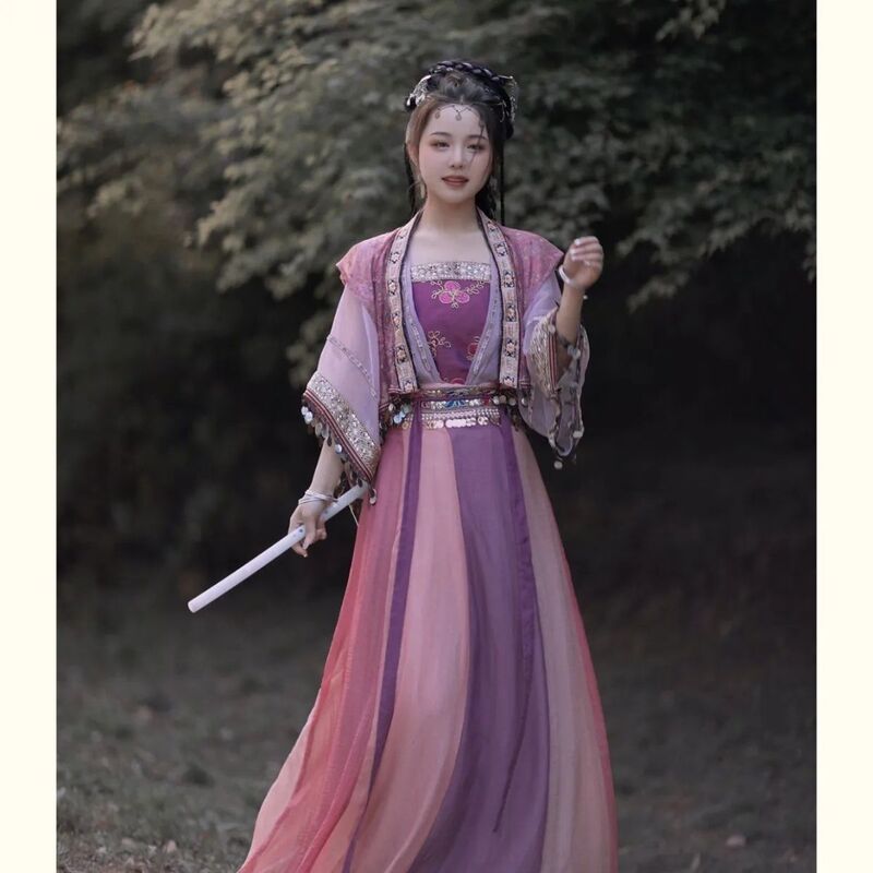 Zixuan Hanfu Women's Song-made Short Pair Shirt with Half-sleeve Vest