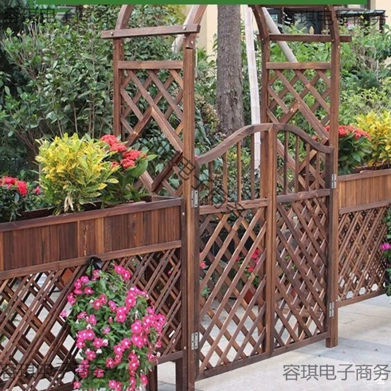 Садовые ворота, украшение для открытого двора, антикоррозийная деревянная карбонизированная виноградная стойка, полукруглая сетчатая цветочная стойка, арочная арка для вьющихся виноградных лоз