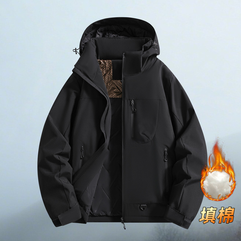 秋冬运动棉衣男户外女棉服加厚保暖防风加绒外套大码休闲连帽夹克|undefined