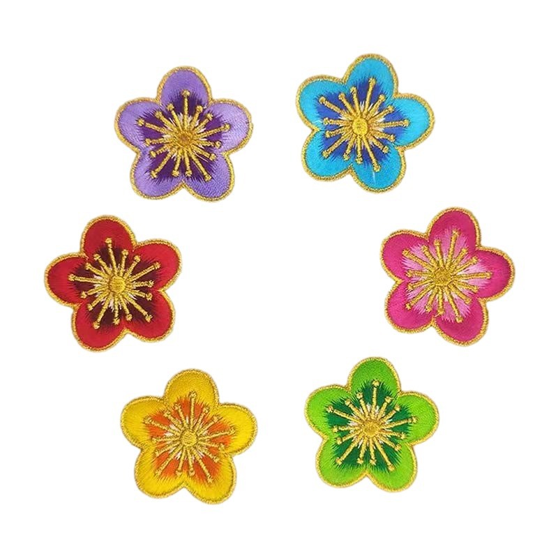 Flor de ciruela bordada tela decoración de ropa escenario accesorios cheongsam vestido vestido flores bordadas calcomanías flores de planchado