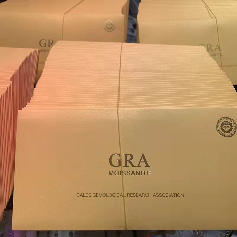 GRA Moissanite Diamond Certificate, Waist Size 5 Carat Small Black Card Yellow Envelope Set Gemstone Jewelry Factory Wholesale