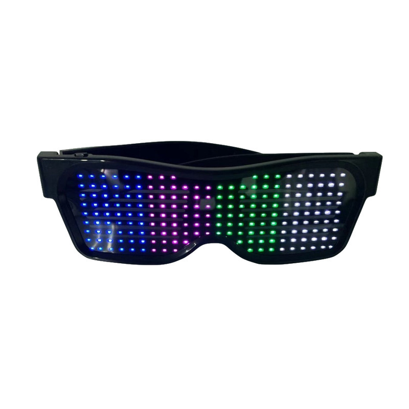 LED Bluetooth gafas luminosas APP Control de conexión de teléfono móvil dinámico luminoso multi-idioma Bar discoteca accesorios de audio