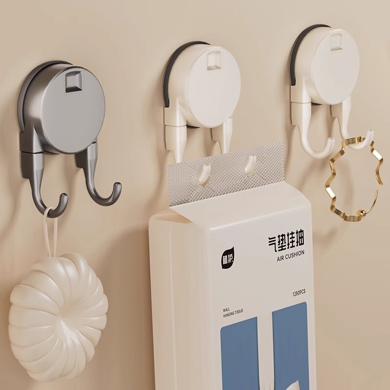 Suction cup double groove hook non-punching vacuum strong load-bearing kitchen door rear bathroom bathroom tile seamless hook