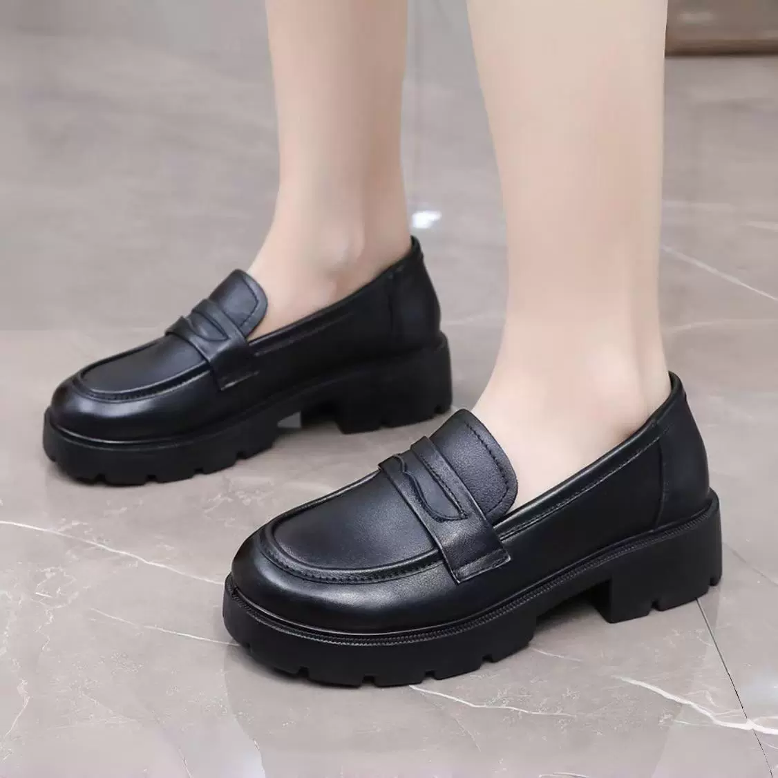 Pilcari осенние новые женские одиночные туфли модные дикие черные профессиональные британские кожаные туфли