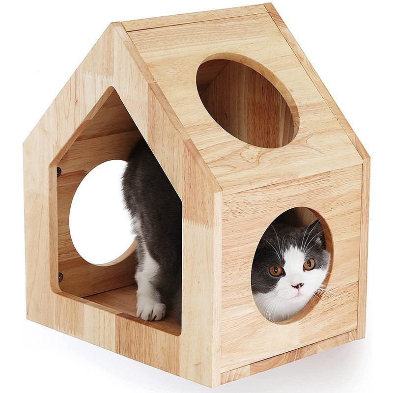 Nido para mascotas de madera simple creativo muebles de casa para gatos de pared de madera hábitat para gatos nido para gatos marco para gatos