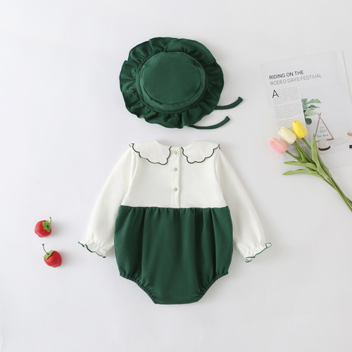 Baby clothes autumn new women's baby long-sleeved triangle diaper cover embroidered small flowers newborn baby onesie