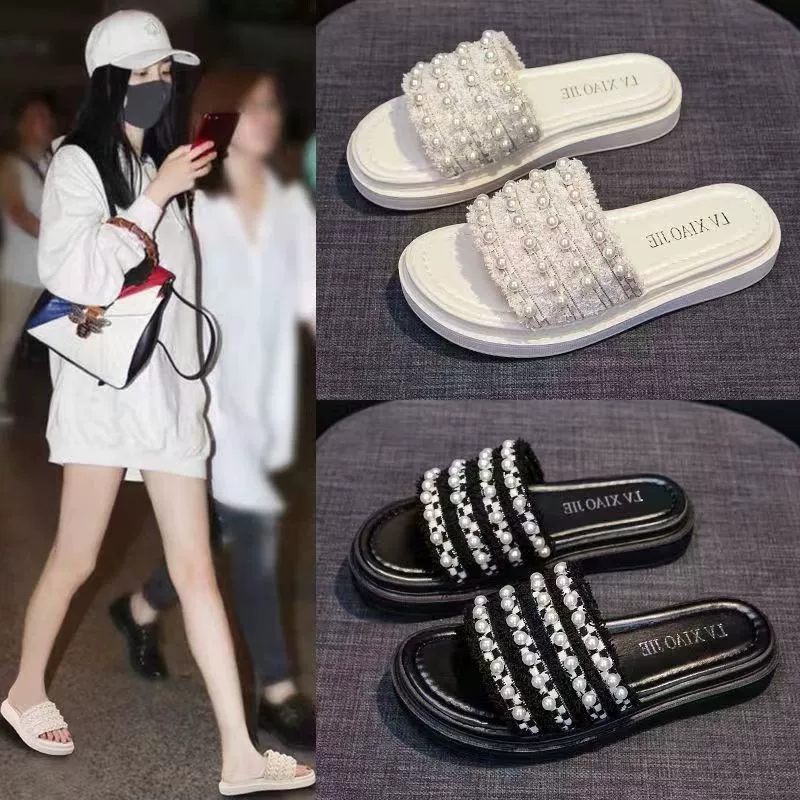 Летние женские шлепанцы 2025 года в стиле Chanel, модные уличные слипоны в стиле Ins, с мягкой подошвой, легкие, удобные сандалии.