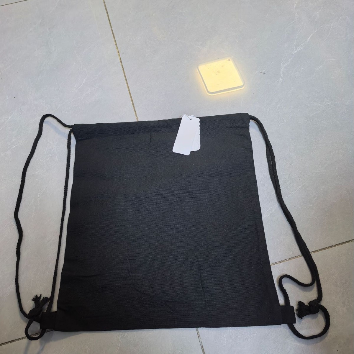 Canvas Korean-Style Trendy Drawstring Bag, Lightweight and Wear-Resistant Fabric, New Black Drawstring Model