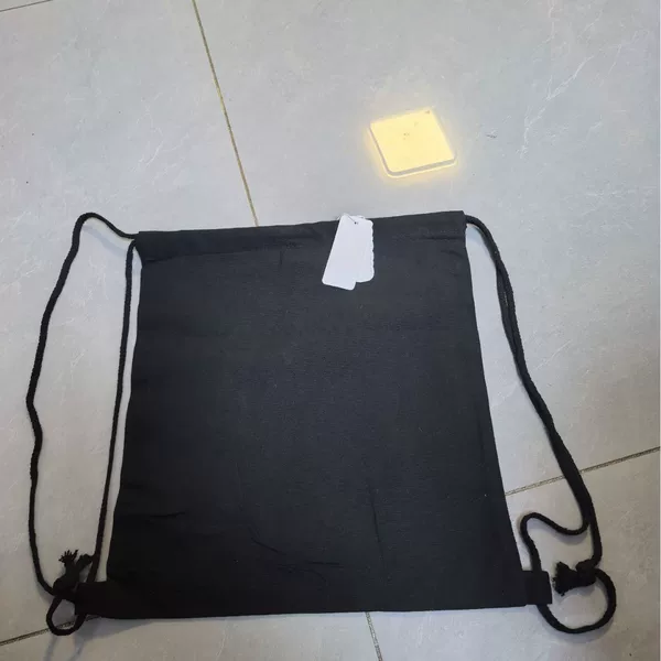 Canvas Korean-Style Trendy Drawstring Bag, Lightweight and Wear-Resistant Fabric, New Black Drawstring Model